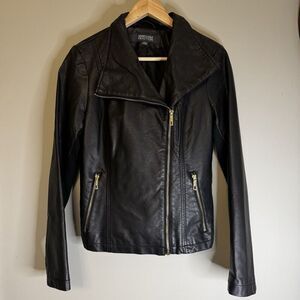 Kenneth Cole Reaction Faux Leather Full Zip Jacket Women’s Sz S Matte Brown